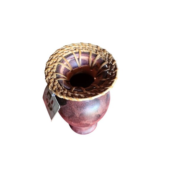 vintage greenbrier tradewind bay terra cotta with bamboo accent vase 8"h x 3.75" - Picture 11 of 11